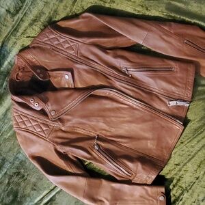 All Saints Cognac Leather Jacket